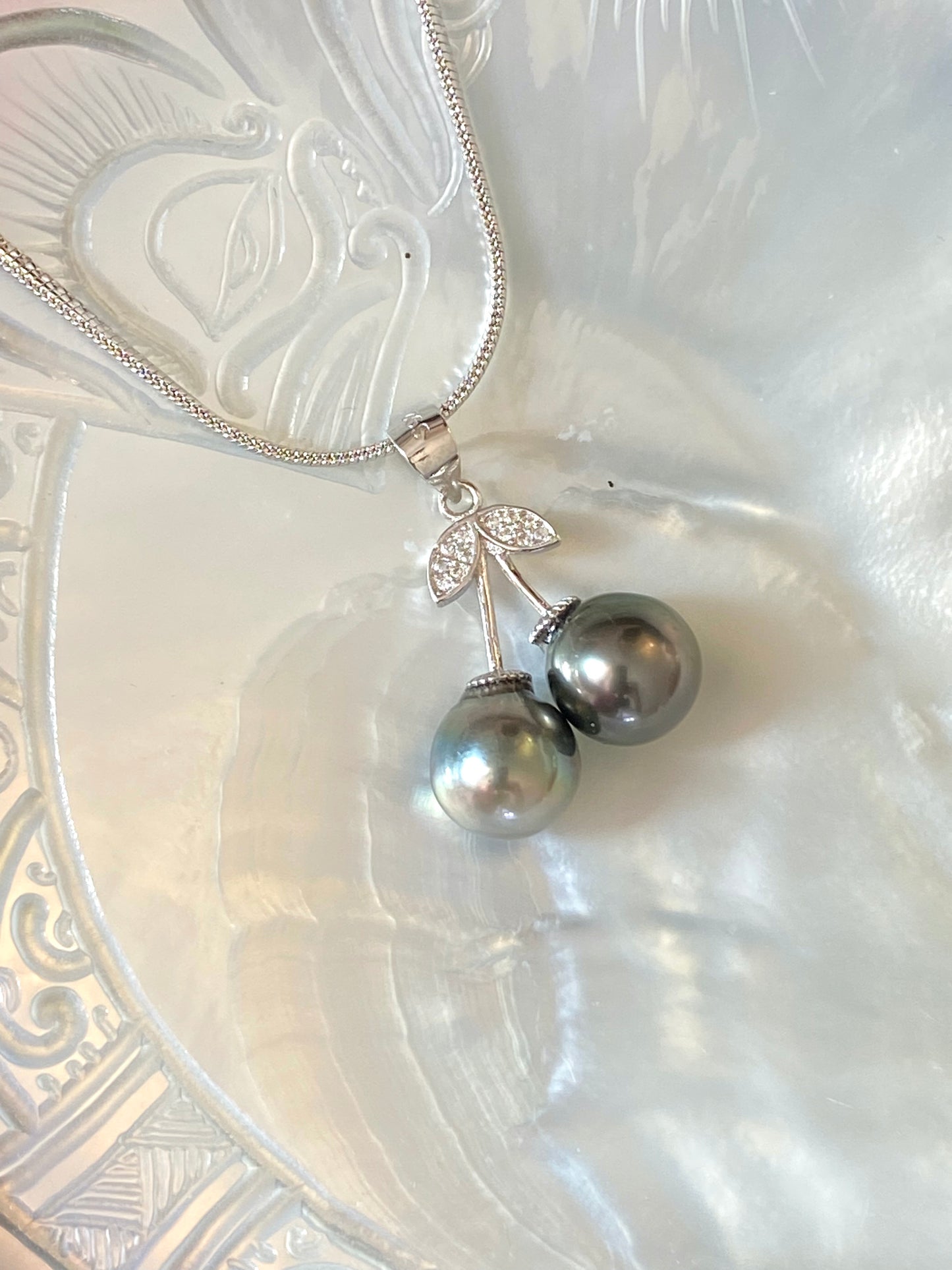 Pendentif Toi et Moi Cerise Perle de Tahiti